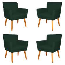 Kit 4 Poltronas Decorativa para Sala de Estar Cecília Suede Verde - Montanaris Decor