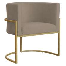 Poltrona Decorativa Sala de Estar Luana Base Gold Suede Cappuccino - Montanaris Decor