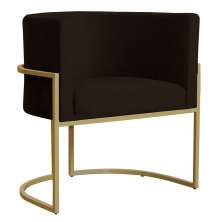 Poltrona Decorativa Sala de Estar Luana Base Gold Suede Marrom - Montanaris Decor