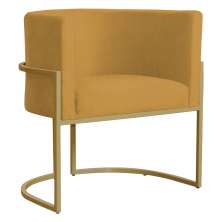Poltrona Decorativa Sala de Estar Luana Base Gold Suede Mostarda - Montanaris Decor