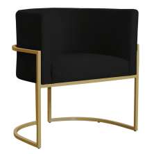 Poltrona Decorativa Sala de Estar Luana Base Gold Suede Preto - Montanaris Decor