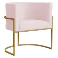 Poltrona Decorativa Sala de Estar Luana Base Gold Suede Rosa Claro - Montanaris Decor