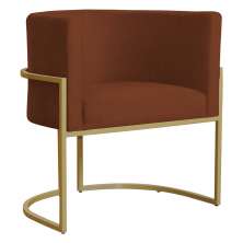 Poltrona Decorativa Sala de Estar Luana Base Gold Suede Terracota - Montanaris Decor
