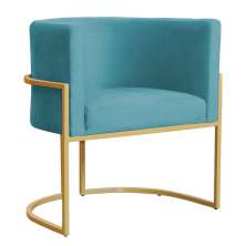 Poltrona Decorativa Sala de Estar Luana Base Gold Veludo Azul Turquesa - Montanaris Decor