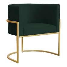 Poltrona Decorativa Sala de Estar Luana Base Gold Veludo Verde - Montanaris Decor