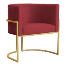 Poltrona Decorativa Sala de Estar Luana Base Gold Veludo Vermelho - Montanaris Decor