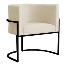 Poltrona Decorativa Sala de Estar Luana Base Preta Veludo Bege - Montanaris Decor