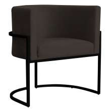 Poltrona Decorativa Sala de Estar Luana Base Preta Veludo Marrom - Montanaris Decor