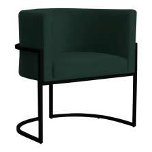Poltrona Decorativa Sala de Estar Luana Base Preta Veludo Verde - Montanaris Decor