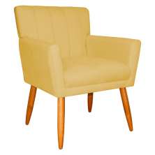 Poltrona Decorativa para Sala de Estar Cecília Suede Amarelo - Montanaris Decor