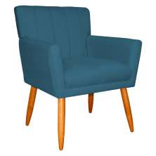 Poltrona Decorativa para Sala de Estar Cecília Suede Azul - Montanaris Decor