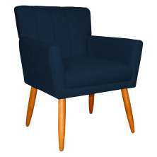 Poltrona Decorativa para Sala de Estar Cecília Suede Azul Marinho - Montanaris Decor