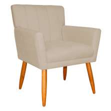 Poltrona Decorativa para Sala de Estar Cecília Suede Bege - Montanaris Decor