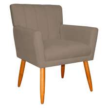 Poltrona Decorativa para Sala de Estar Cecília Suede Cappuccino - Montanaris Decor