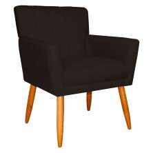 Poltrona Decorativa para Sala de Estar Cecília Suede Marrom - Montanaris Decor