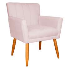 Poltrona Decorativa para Sala de Estar Cecília Suede Rosa Claro - Montanaris Decor