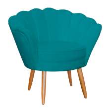 Poltrona Decorativa para Sala de Estar Charm Suede Azul Turquesa - Montanaris Decor