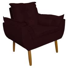 Poltrona Decorativa para Sala de Estar Opala Suede Bordô - Montanaris Decor