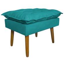 Puff Decorativo para Sala de Estar Opala Suede Azul Turquesa - Montanaris Decor