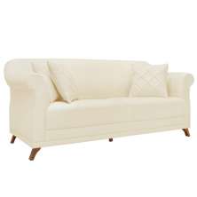 Sofá 3 Lugares para Sala de Estar 200cm Eva Linho Off White - Montanaris Decor