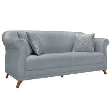 Sofá 3 Lugares para Sala de Estar 220cm Eva Linho Cinza - Montanaris Decor