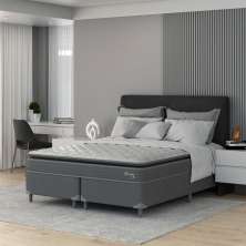 Cama Box com Colchão Queen Classic com Espuma D40 (66x158x198) Cinza