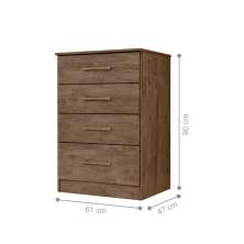 Conjunto Guarda Roupa Com Espelho e Cômoda Gokyo Castanho Wood