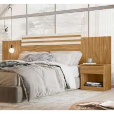 Conjunto de Cabeceira com Mesa de Cabeceira Freijo / Cinza / Off White Flex Dhara - Moval