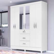 Guarda Roupa 6 Portas Hugh Branco com Espelho