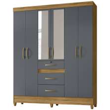 Guarda Roupa Casal 6 Portas Com Espelho 8680 Freijo Cinza Moval