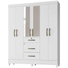 Guarda Roupa Casal 6 Portas Com Espelho 8684 Branco Moval