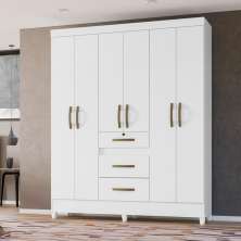 Guarda Roupa Casal 6 portas 3 gavetas Branco Itatiba - Moval