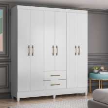 Guarda Roupa Casal 6 portas e 2 gavetas Branco Panamá - Moval