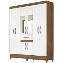 Guarda Roupa Casal 8 Portas Com Espelho 8350 Naturale Branco Moval
