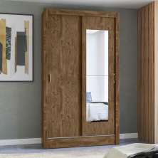 Guarda Roupa Solteiro 2 Portas deslizantes com Espelho Castanho Wood Natal - Moval