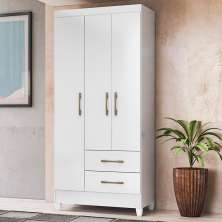 Guarda Roupa Solteiro 3 portas 2 gavetas Branco / Rosa Flex Lima - Moval