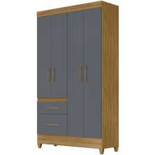 Guarda Roupa Solteiro 4 Portas 8520 Freijo Cinza Moval