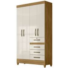Guarda Roupa Solteiro 4 Portas 8700 Freijo Off White Moval