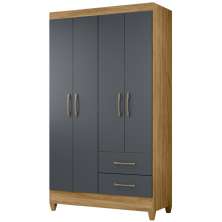 Guarda Roupa Solteiro 4 Portas 9520 Freijo Cinza Moval