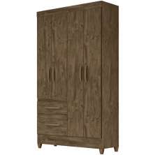 Guarda Roupa Solteiro 4 Portas Com Espelho 8523 Castanho Wood Moval