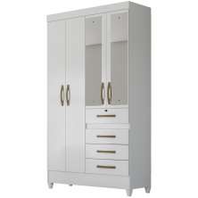 Guarda Roupa Solteiro 4 Portas Com Espelho 8704 Branco Flex Moval