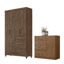 Jogo Gaveteiro e Roupeiro Tulum Castanho Wood