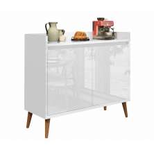 Balcão Buffet Retrô Delta 2 Portas Branco Gloss - MoveisAqui
