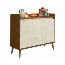 Balcão Buffet Retrô Delta 2 Portas Freijó com Off White - MoveisAqui