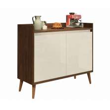 Balcão Buffet Retrô Delta 2 Portas Malbec com Off White - MoveisAqui
