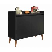 Balcão Buffet Retrô Delta 2 Portas Preto - MoveisAqui
