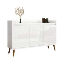 Balcao Buffet Retrô Delta 3 Portas Branco Gloss - MoveisAqui