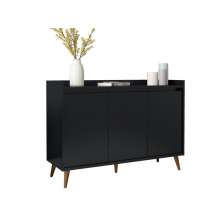 Balcao Buffet Retrô Delta 3 Portas Preto - MoveisAqui