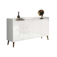 Balcao Buffet Retrô Delta 4 Portas Branco Gloss - MoveisAqui