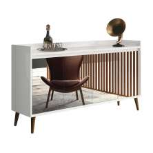 Balcao Buffet Retrô com Espelho Delta 4 Portas Branco Gloss - MoveisAqui